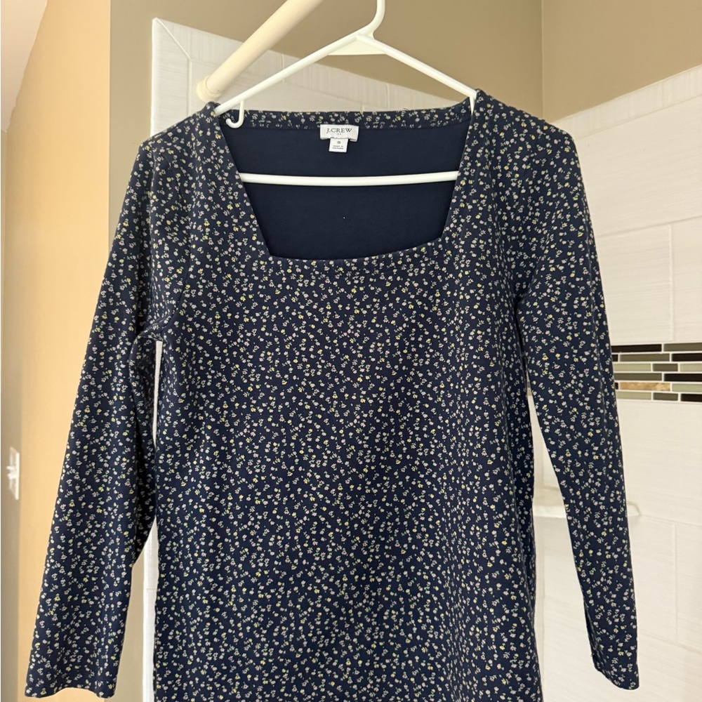 J. Crew Navy Floral Women's Blouse